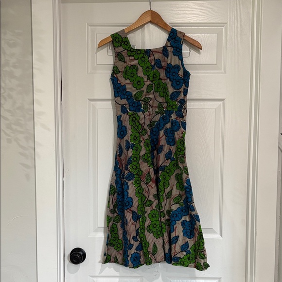 Handmade Floral Sleeveless Dress - Green and Blue - Picture 1 of 4